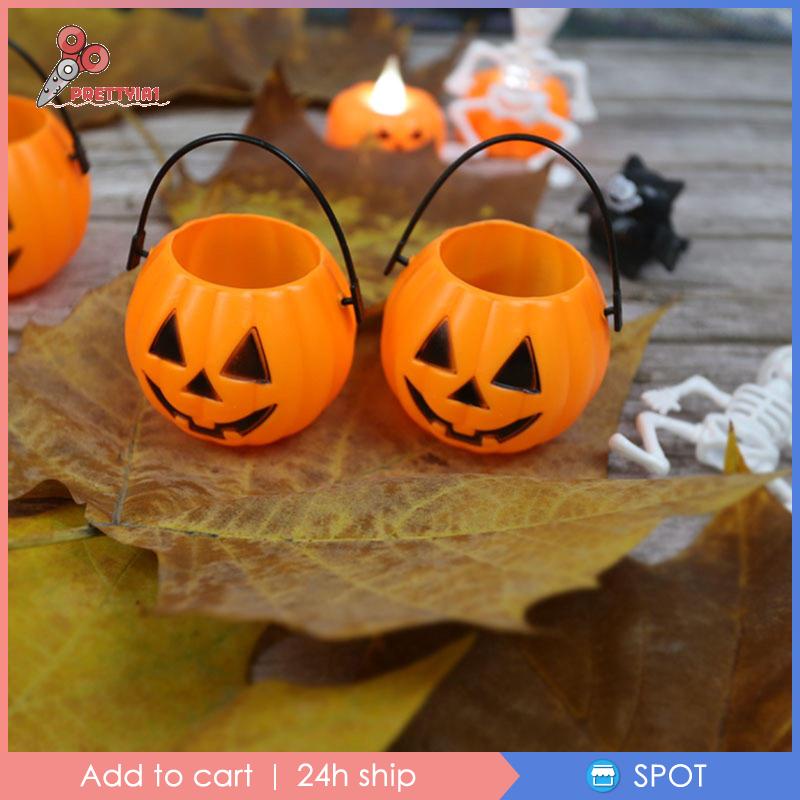 [Prettyia1] 6 Xô Đựng Kẹo Hình Bí Ngô Halloween Trang Trí