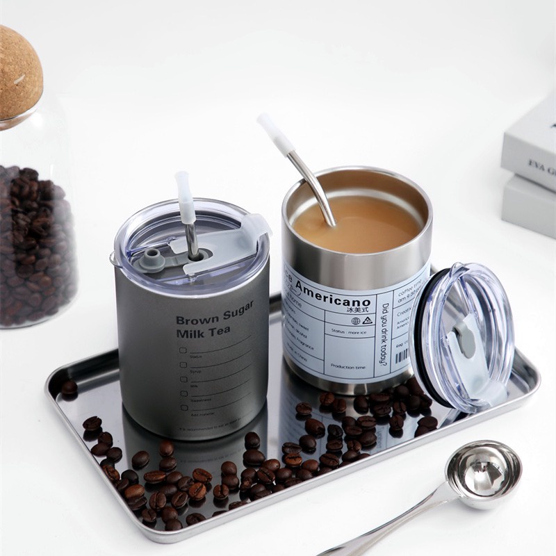 Cốc giữ nhiệt COFFEE thể tích 300ML,có ông hút, kiểu dáng thời trang,decor bàn làm việc (2 màu) BN40-300ML