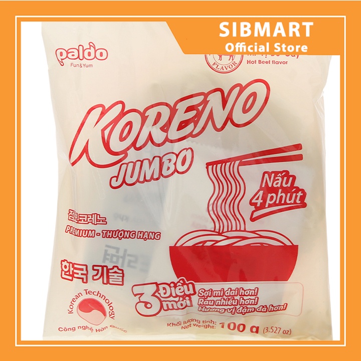 [ MÓN NGON MỖI NGÀY ] Túi 10 gói mì Koreno Jumbo vị bò cay 1kg - Sinmart Official Store - SX0069