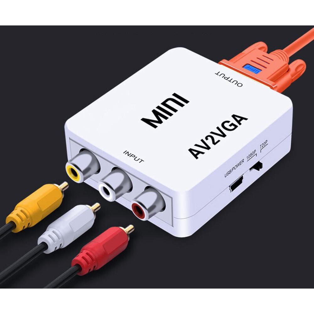 Box Chuyển mini AV Ra VGA - Cắm và sử dụng