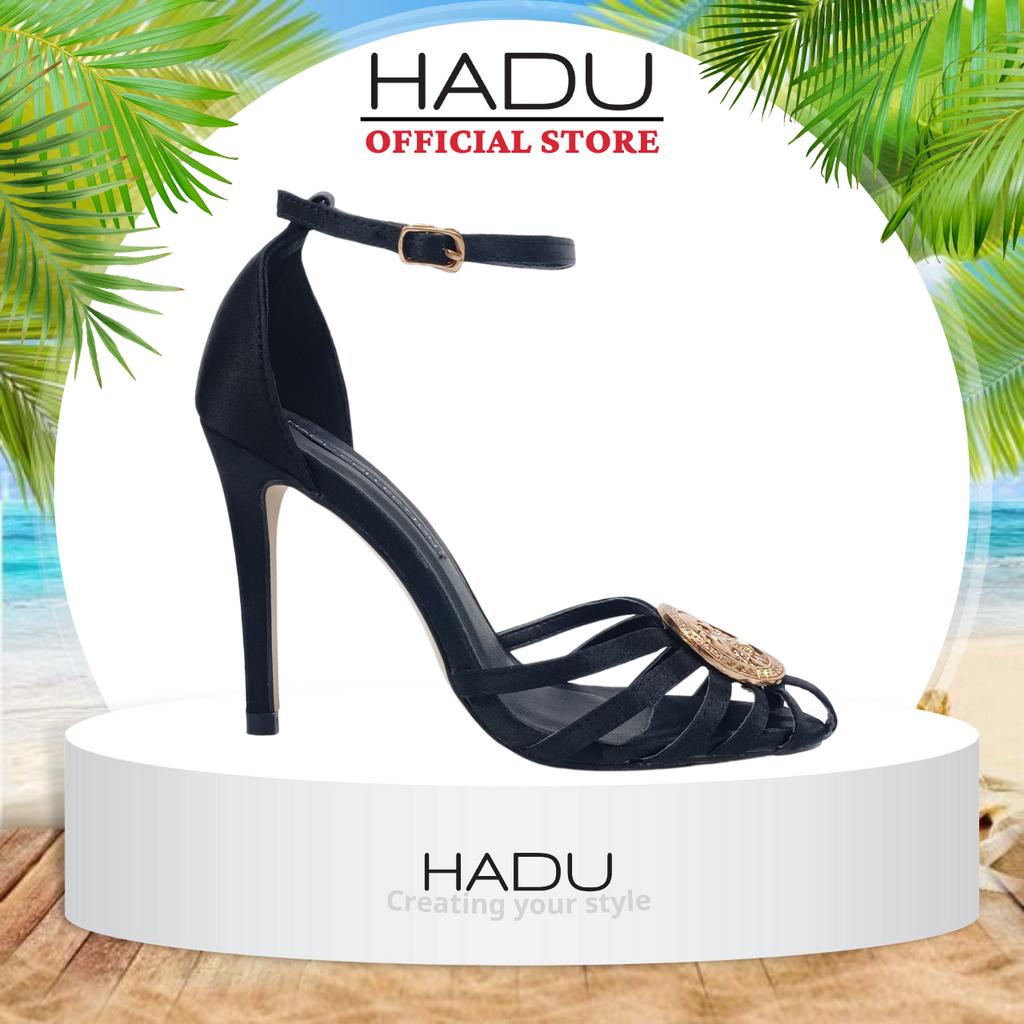 Giày Sandal cao gót quai Rọ 9p Muzzle Varsace HADU M943 chất liệu lụa tơ tằm Satin