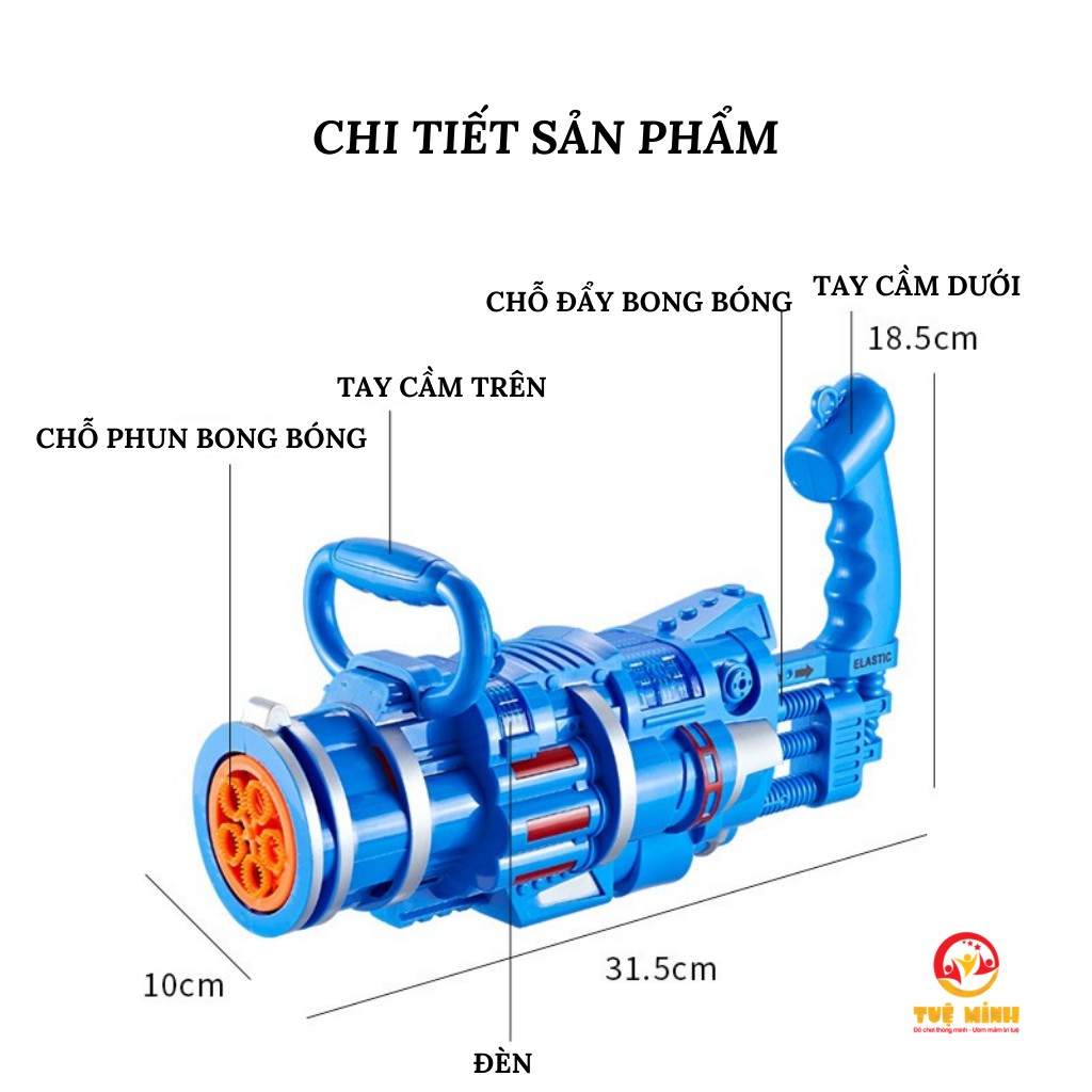 Súng Máy Bắn Phun Thổi Bong Bóng Xà Phòng Loại To Ngầu Tuệ Minh Đồ Chơi Ngoài Trời Cho Bé An Toàn Không Lo Bẩn Tay 2021