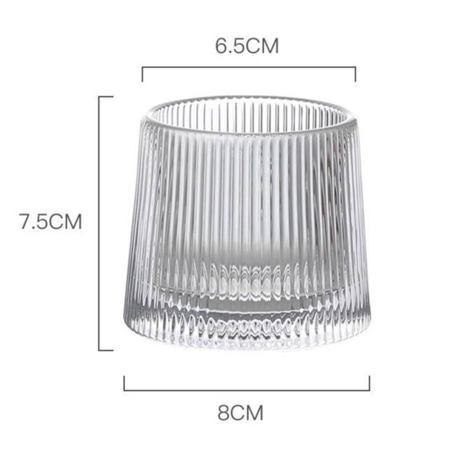 Ly thuỷ tinh đáy lồi xoay 360 độ sọc dọc sang chảnh