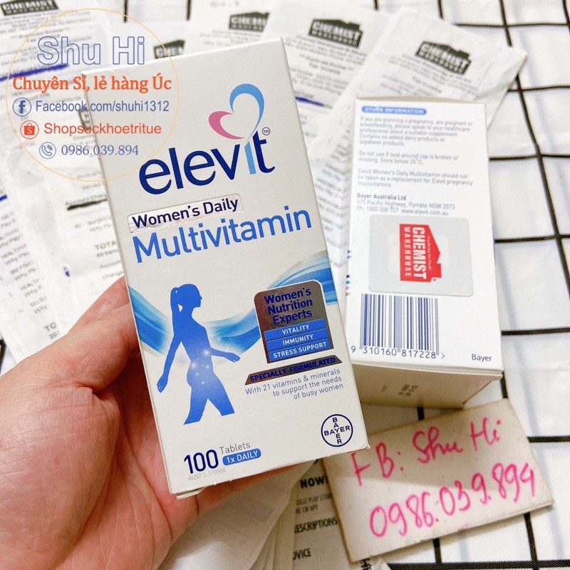 Elevit women’s daily multivitamin 100v Úc - vitamin Elevit tổng hợp hàng ngày cho phụ nữ