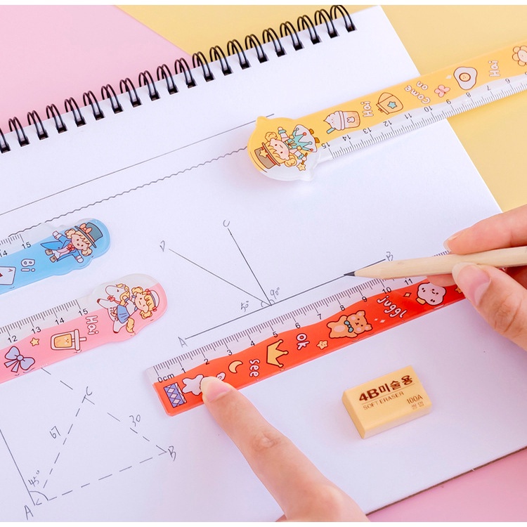 Thước Kẻ 15cm Họa Tiết Hoạt Hình Dễ Thương Cho Học Sinh