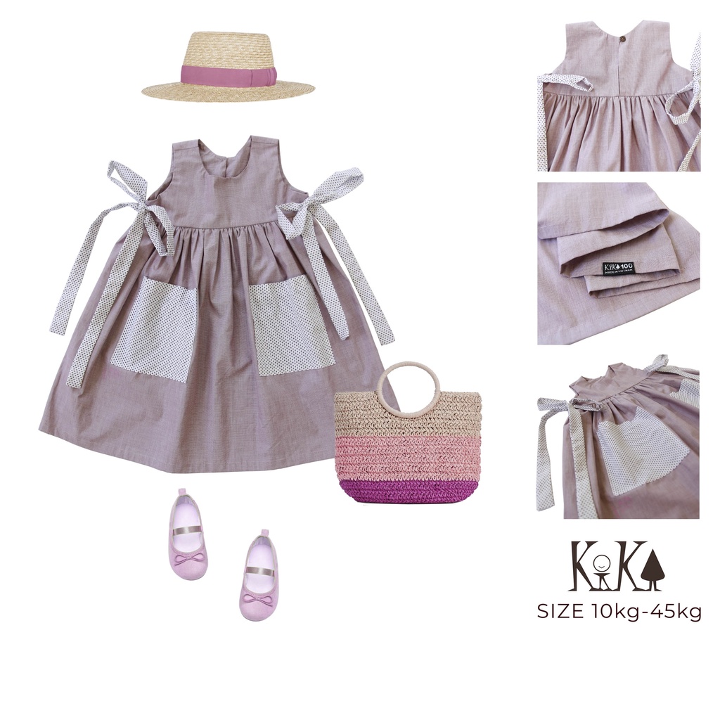 Váy Đầm Mẹ &amp; Bé Gái Hồng 2 Nơ Hông KIKA - K137