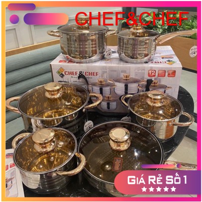 Bộ nồi Đức 🔺 MẪU MỚI NHẤT 🔺 6 món CHEF & CHEF - 6688