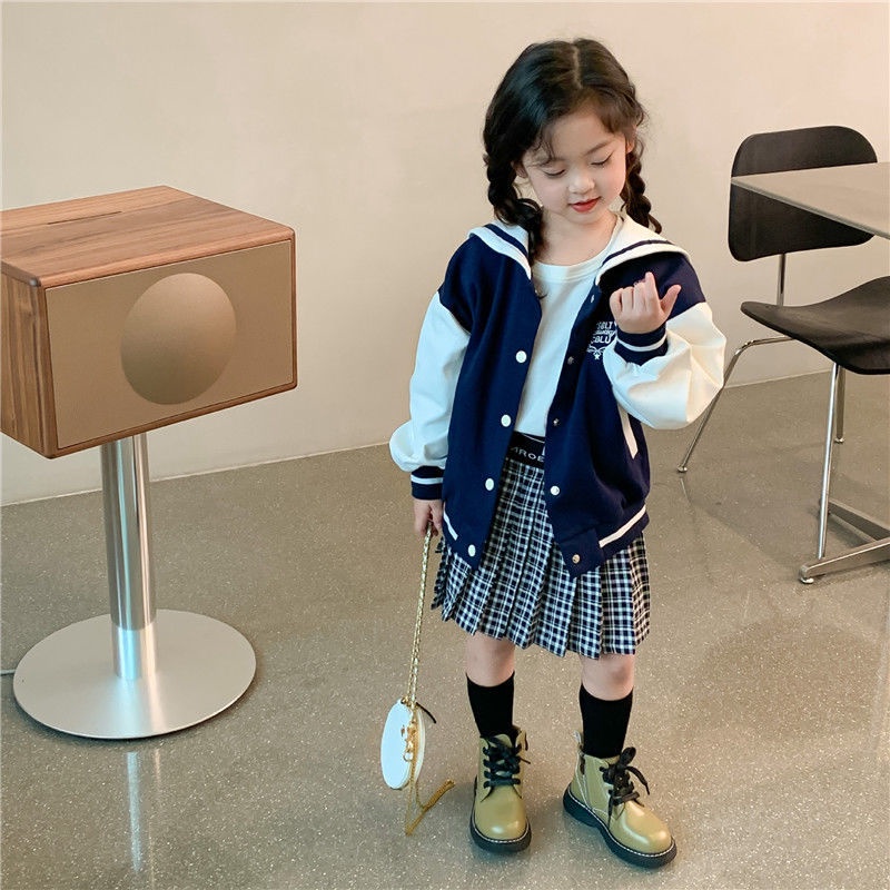 Áo Khoác Bóng Chày Phong Cách Preppy Thời Trang Xuân Thu 2022 Mới Cho Bé Gái