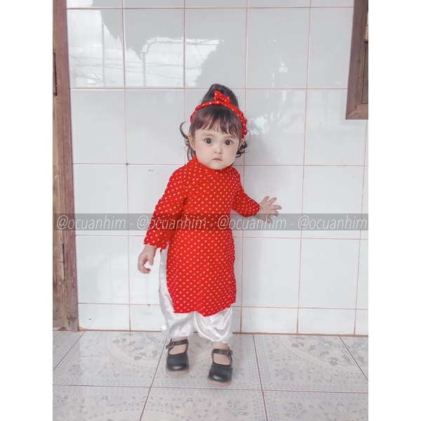 Bộ áo dài chấm bi Cô Ba Sài Gòn cho bé ❤️