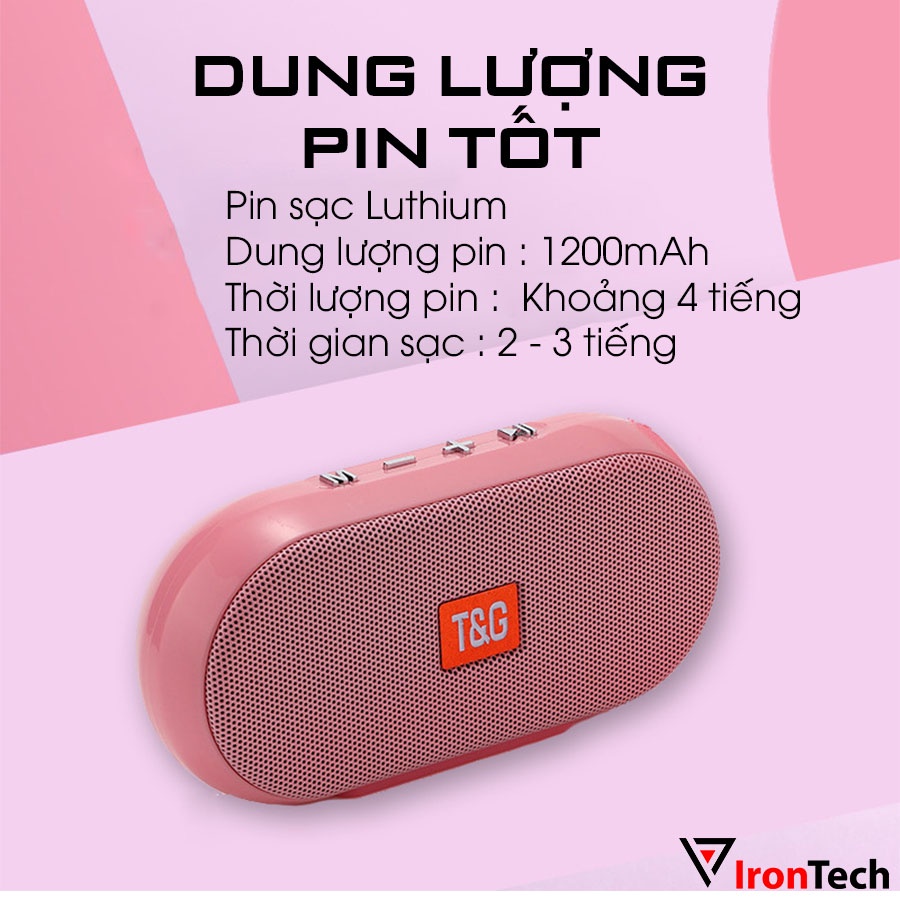 Loa bluetooth mini IronTech TG197 cầm tay di động loa không dây blutooth pin sạc 4 tiếng siêu bass toàn dải