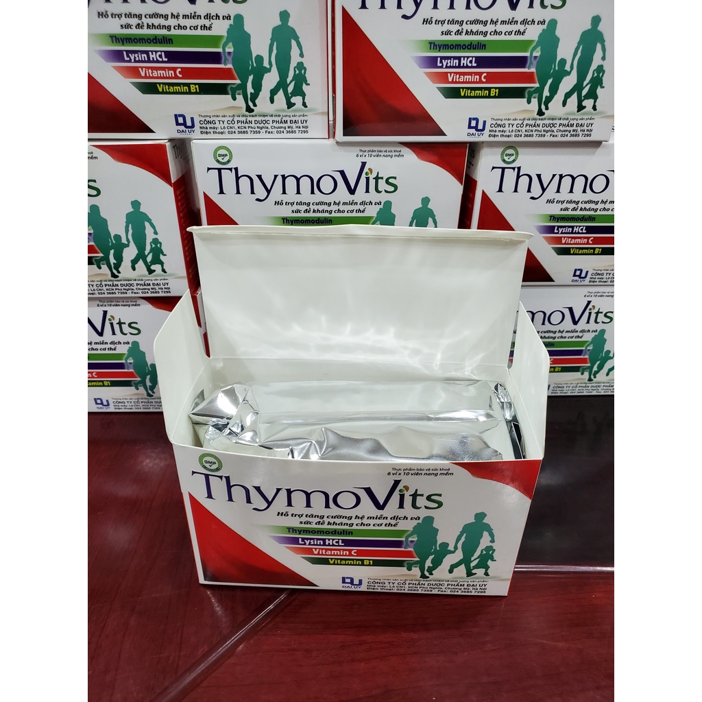 THYMOVITS - tăng cường hệ miễn dịch hộp 60 viên nang mềm - vitamin c - lysin hcl - vitamin b1 - thymomodulin
