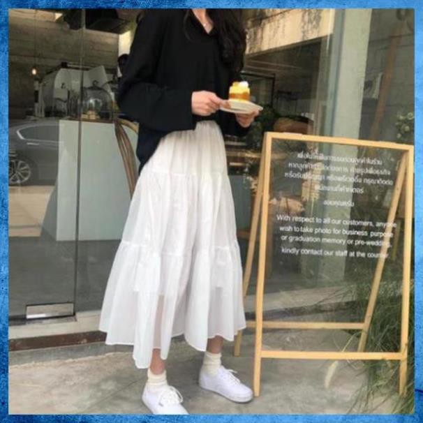 [Freeship] Chân Váy Nữ Voan, Chân Váy Xòe 3 tầng Vintage Trắng Đen | BigBuy360 - bigbuy360.vn