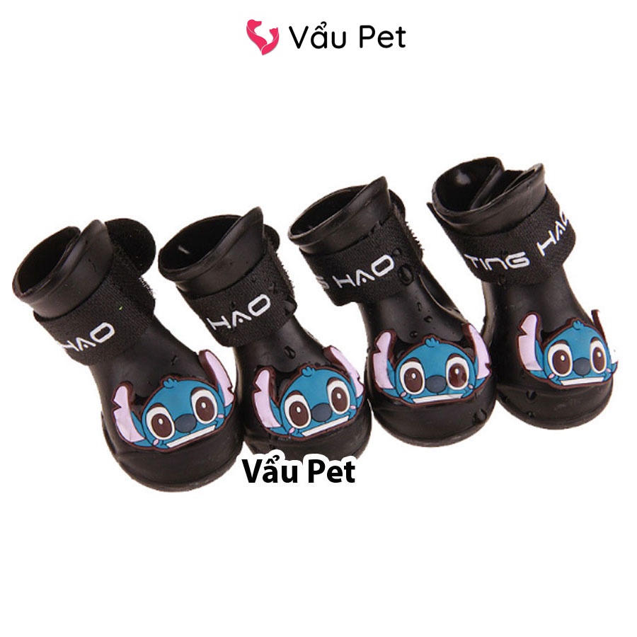 Giày cho chó mèo cao su in hình Stitch - Giày cao su đi mưa cho chó mèo Vẩu Pet Shop