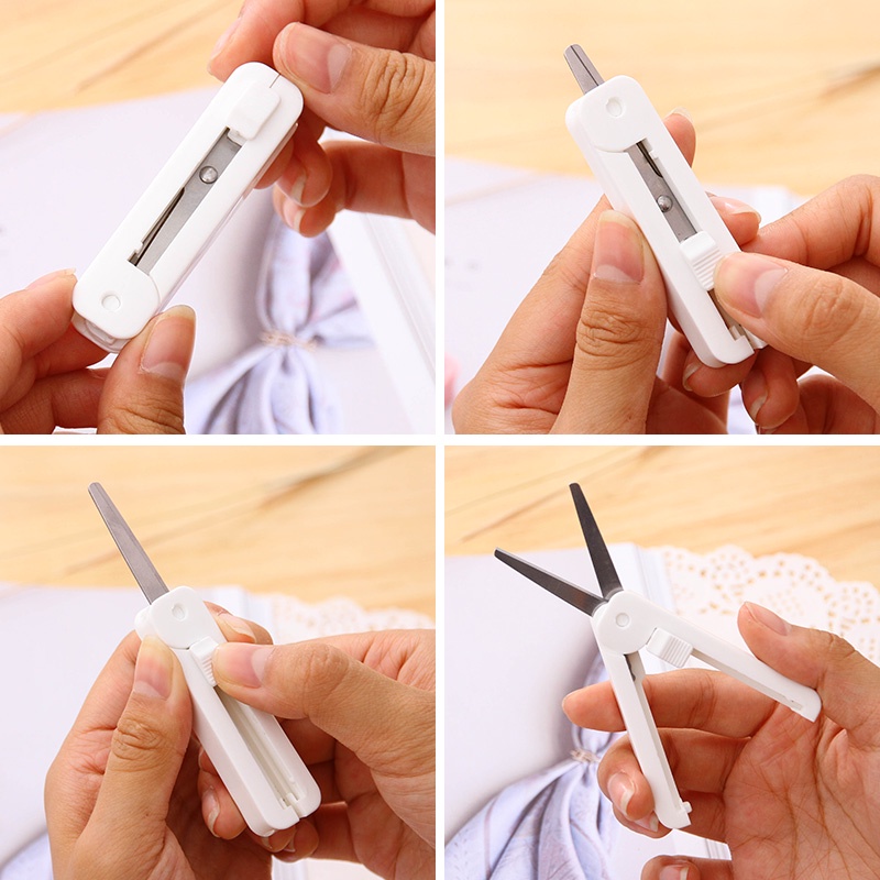 Kéo Giấy Gấp Mini Màu Trắng / Xanh Dương / Hồng / Đen Tiện Dụng Cho Học Sinh / Văn Phòng