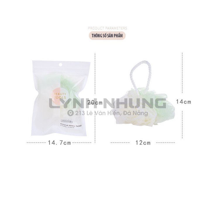 Bông tắm tròn vải lưới mềm mại cao cấp, bông tắm tạo bọt C053