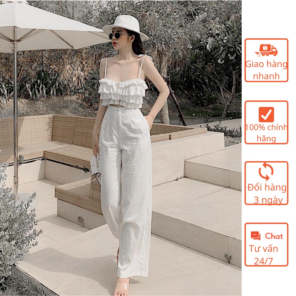 Quần Ống Rộng Chất Liệu Đũi Lưng Cao Khóa Thật Cạp Chun Sau Dài 100cm QA07, Quần Culottes Đũi Ống Suông Lưng Thun