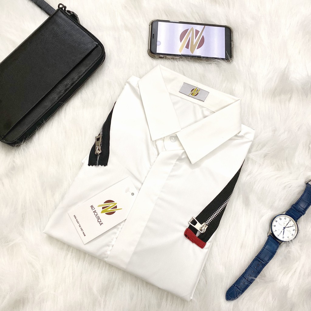 Áo Sơ Mi Nam Trắng Mix Khóa Vai Dài Tay Cực đẹp, Cao Cấp [ Giá cam kết rẻ nhất ] | BigBuy360 - bigbuy360.vn