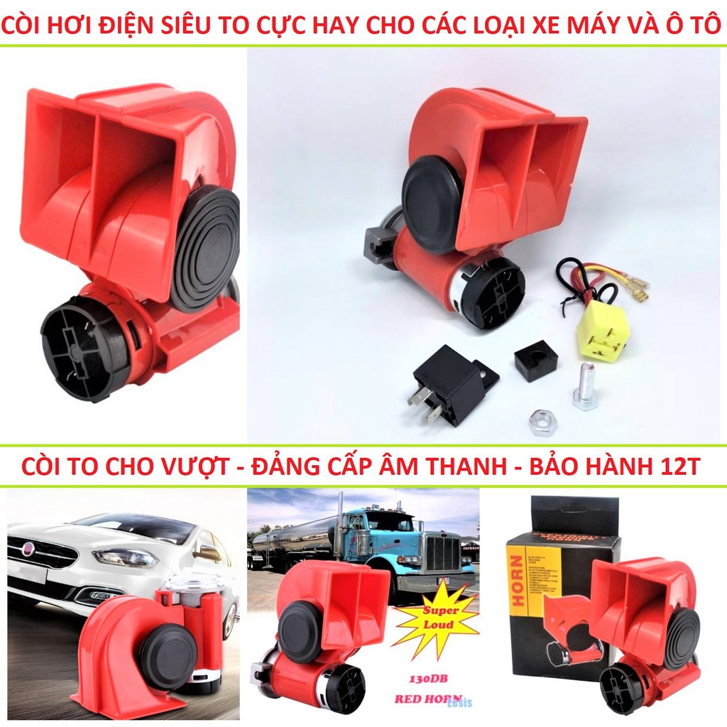 CÒI HƠI XE MÁY Ô TÔ 12V-24V KÊU TO RÕ 2 TÔNG ÂM CỰC CHẤT LOẠI XỊN LẮP NHƯ ZIN