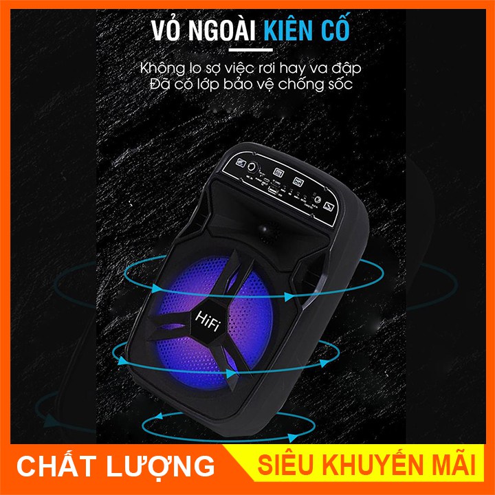 Loa Bluetooth Không Dây BT-06 Xách Tay Loại 1 Âm Thanh Hay Siêu Trầm, Led Nháy Theo Nhạc, Super Bass Nghe EDM, REMIX