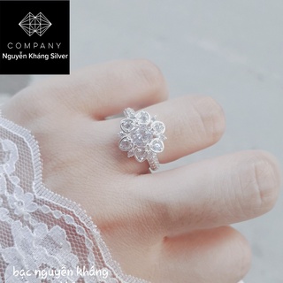 NHẪN NỮ BẠC TA HÌNH HOA SEN ĐÁ TRẮNG