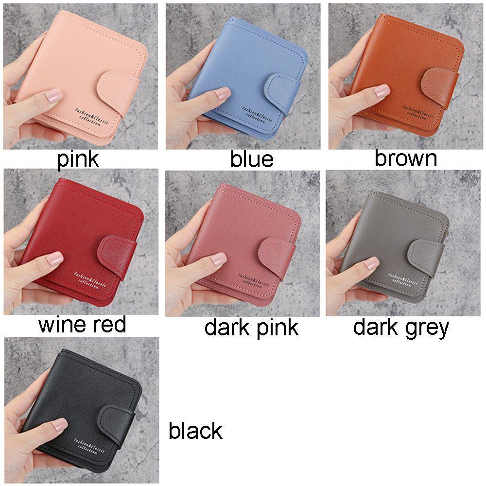 MIHAN1 Women's Short Purse PU Pure Color Foldable Wallet Accessories Gift Girls Ladies Name Card Holder Credit Card Holder/Multicolor