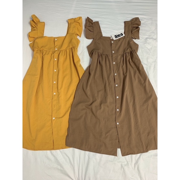 Váy đũi xước cánh tiên cúc ngực dáng xòe nhẹ bầu mặc được vanmiushop