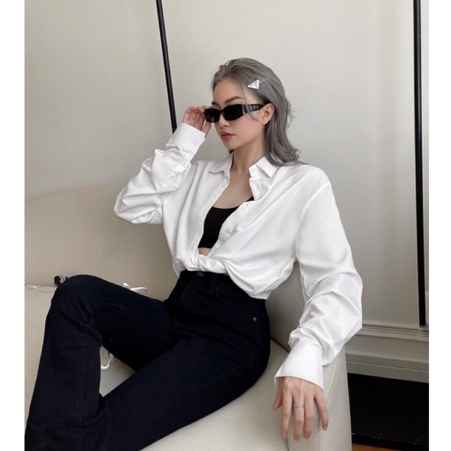 Áo sơ mi trắng Amelie form rộng SM6