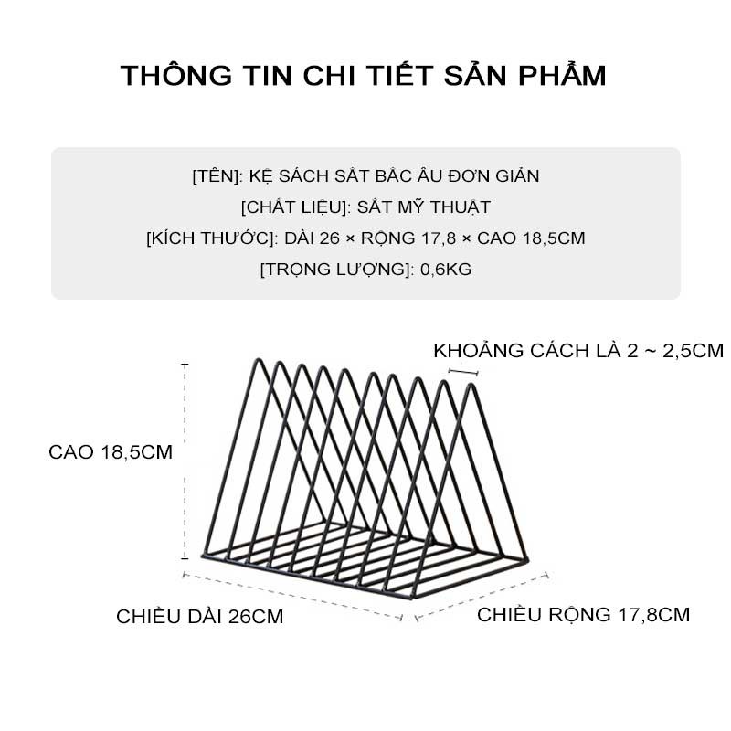 W&G Kệ sách hình tam giác vàng bằng sắt rèn sáng tạo giá sách để bàn văn phòng tạp chí giá lưu trữ báo