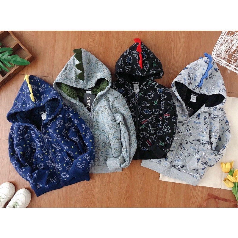 áo khoác nỉ hình khủng long cho bé trai
