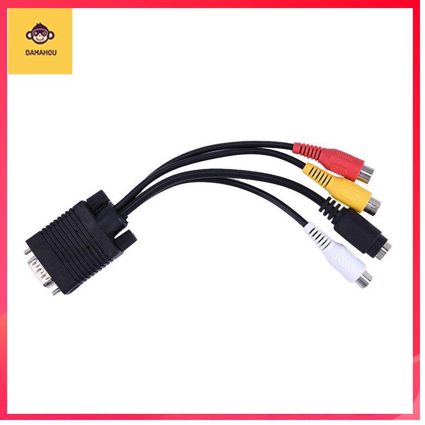 VGA SVGA TO S-Video 3 RCA Composite AV TV Out Converter Adapter Cáp Cáp PC Dây