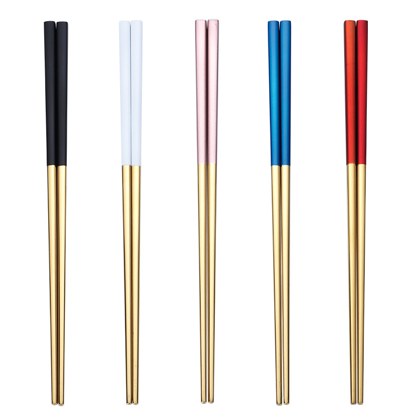 Stainless Steel Chopsticks Creative Tableware Portuguese Color Household Chopsticks Set