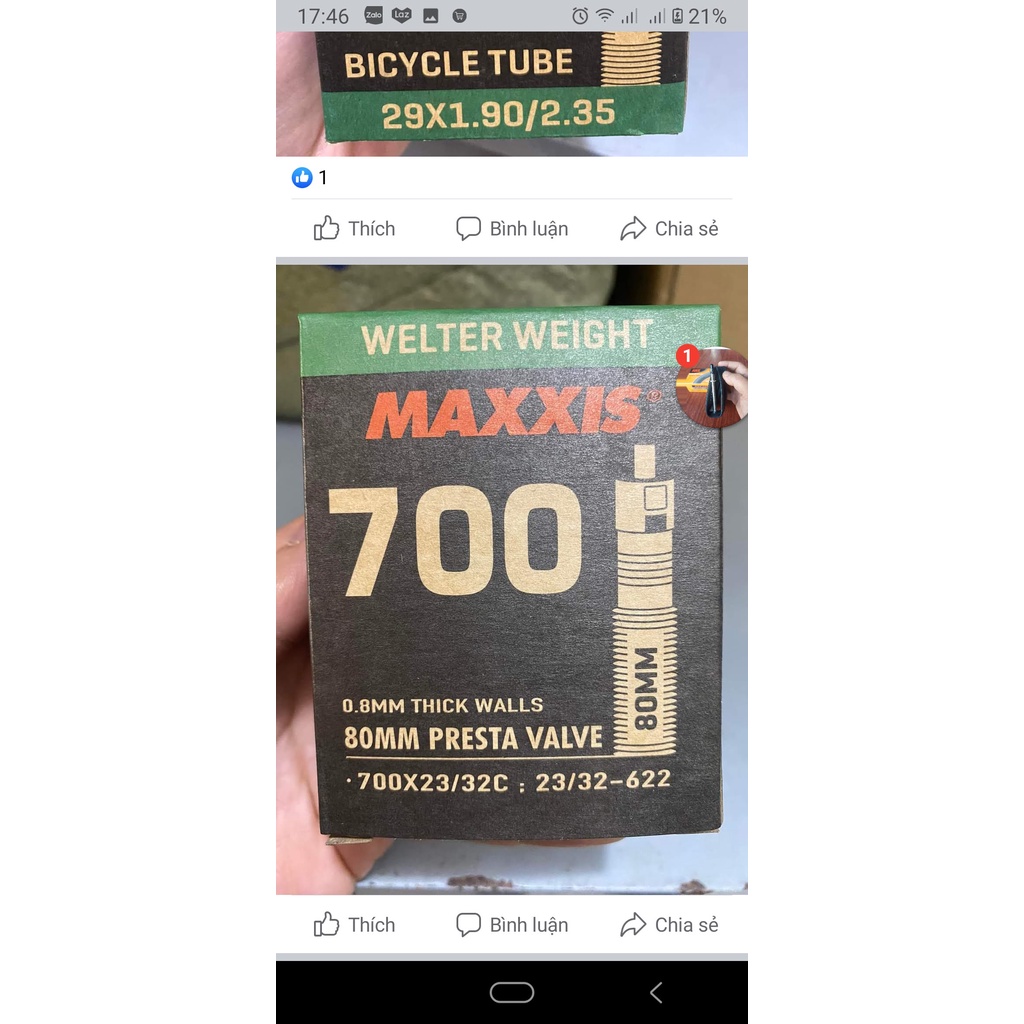 Ruột xe đạp thể thao ChengShing 700x23