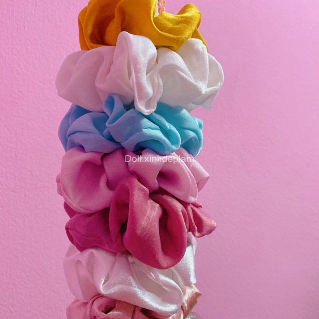 SCRUNCHIES Cột tóc voan lụa tơ óng ánh size siêu to