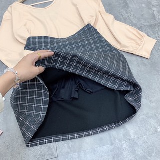 Set Áo Chân Váy Kẻ Thu Đông