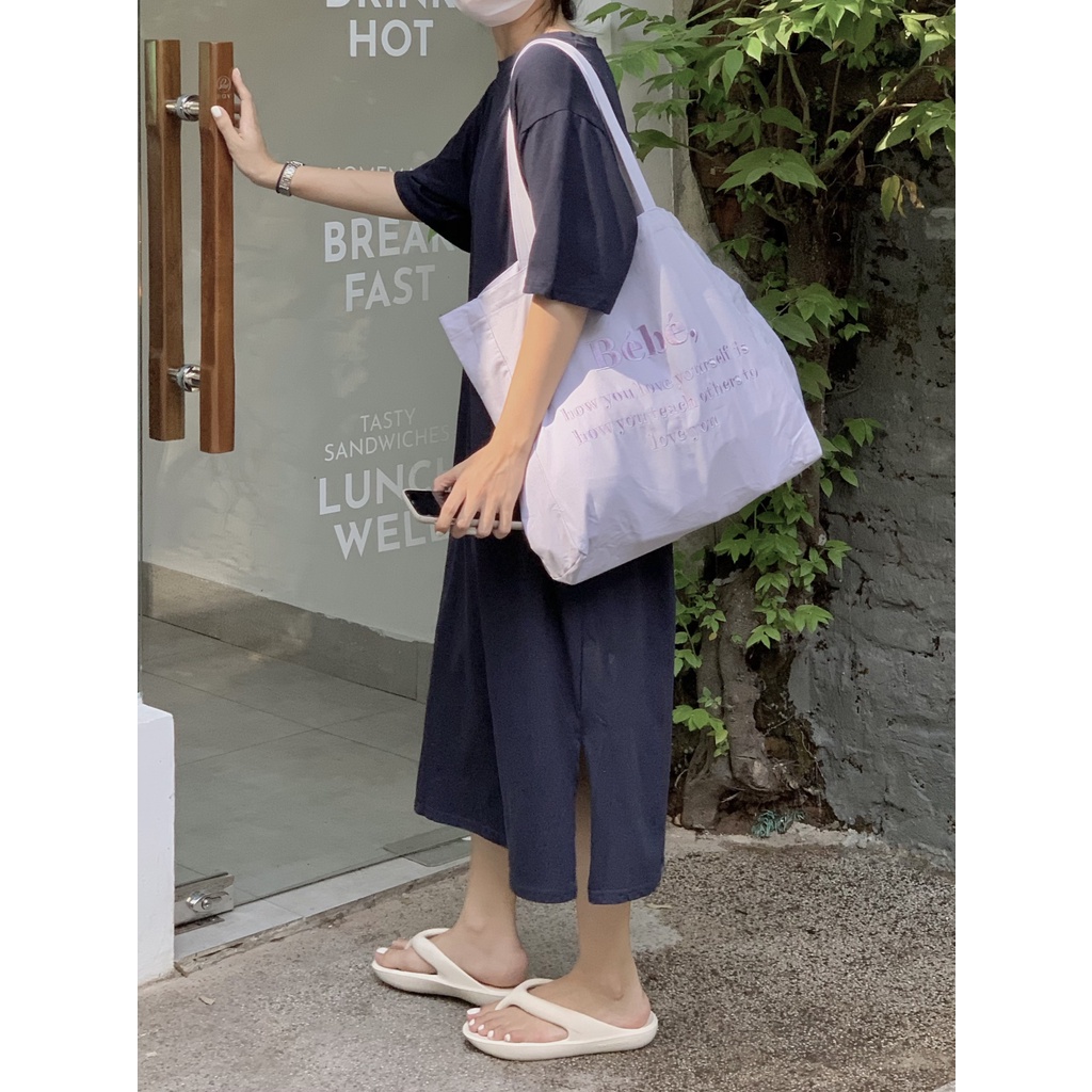 T304-305-306/Túi tote túi vải nữ đeo vai chữ thêu phong cách Ulzzang