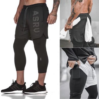 Quần Legging thể thao nam 2 lớp ASRU 02 - Hàng VNXK - Cường Thanos Sport thế giới đồ thể thao tập gym cao cấp