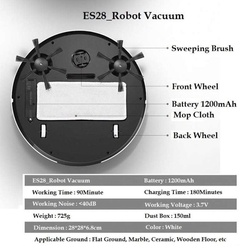 Robot hút bụi thông minh 3 in 1 - Quét, Hút, Lau, Làm Sạch Các Vị Trí Khó Như Gầm Giường, Tủ Và Ghế Sofa