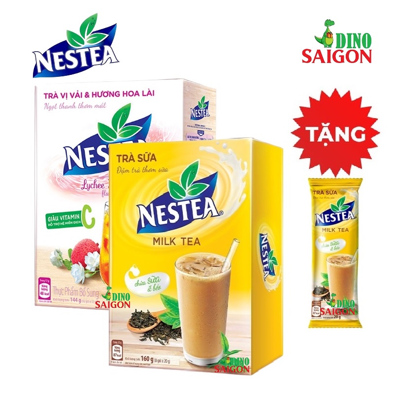 Combo 2 Hộp Trà Nestea vị Trà sữa và Vải &amp; Hương Hoa Lài