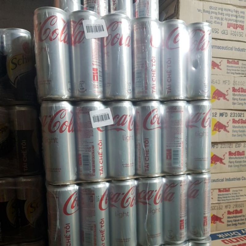 Thùng 24 Lon Nước Ngọt Có Gas Coca Cola Light Không Đường Soft Drink Lon 330ml Date Luôn Mới