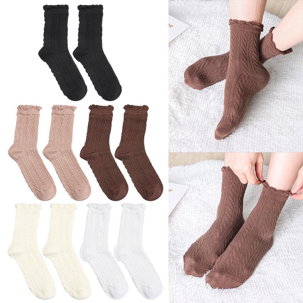 Vớ Dài Đa Năng Màu Sắc Đơn Giản Phối Ren Phong Cách Lolita