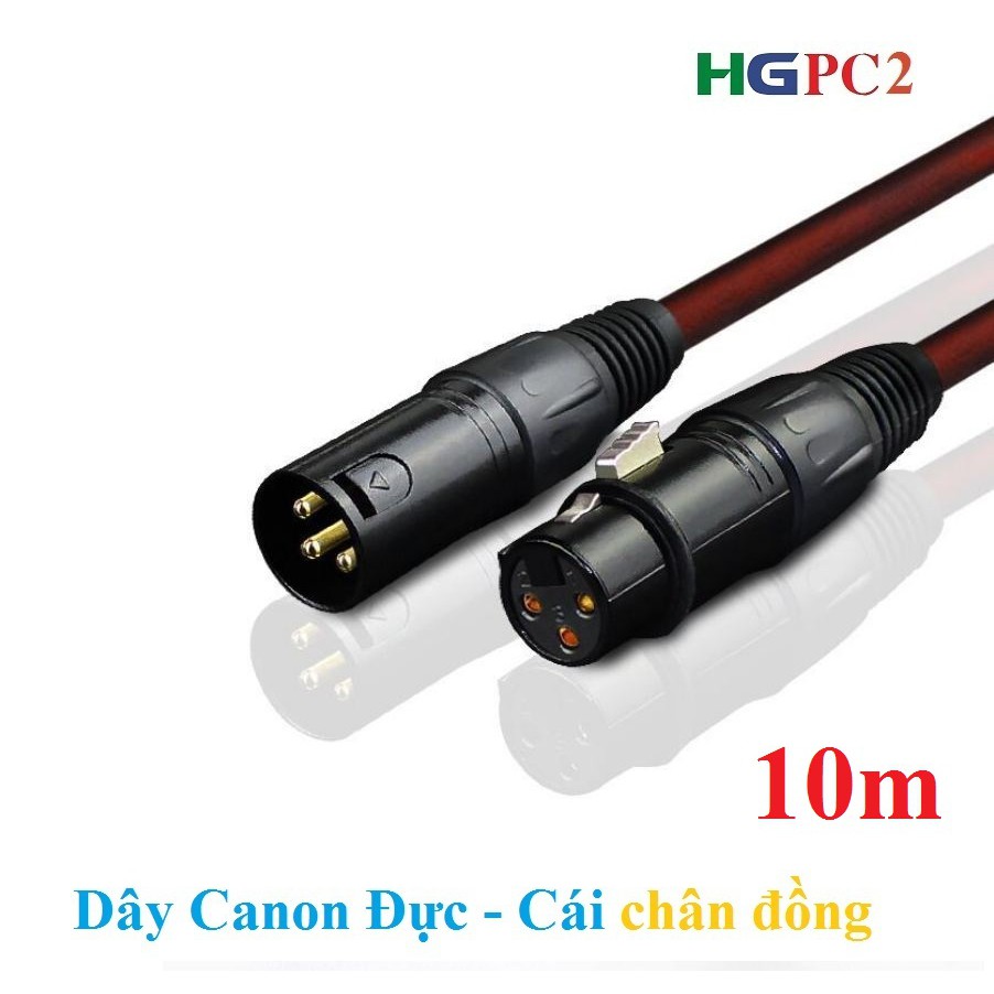 Dây Canon Đực - Cái chân đồng - 10m