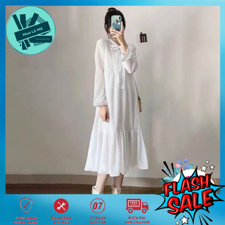 Váy Babydoll Nữ Dáng Dài Thắt Nơ Cho Nữ Chất Đũi Dễ Phối Đồ Mùa Đông, Mùa Hè (kèm ảnh thật)