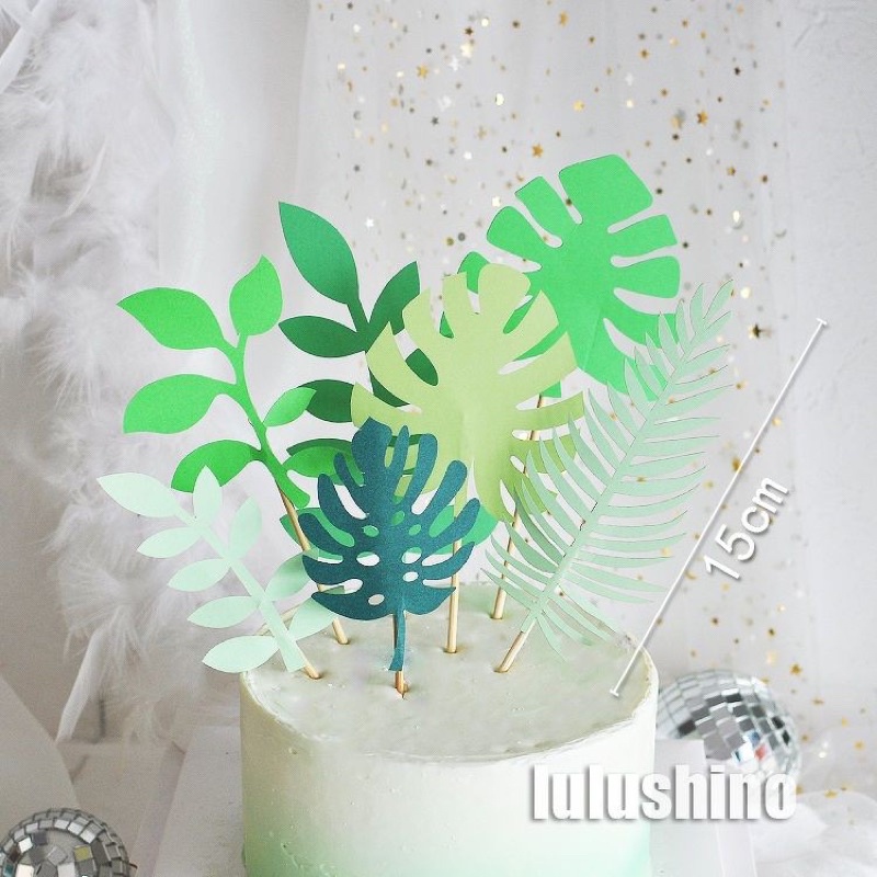 Bộ 6 cắm lá cây trang trí bánh kem, bánh sinh nhật