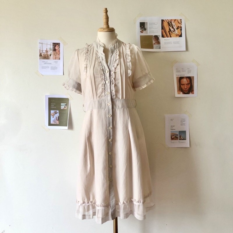 váy voan hai lớp phối bèo, có kèm dây đai 2hand vintage