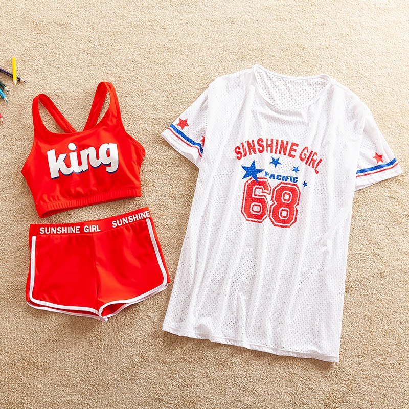 Đồ bơi bé gái set 3 chi tiết cho trẻ em từ 2 đến 12 tuổi, size đại 46kg bikini KING