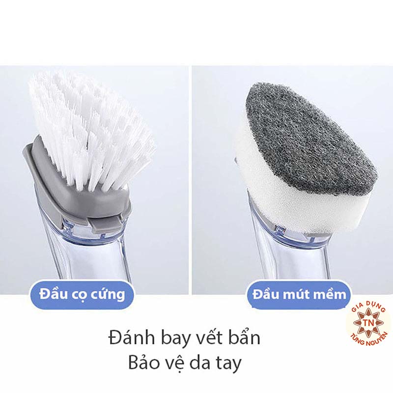 Cọ Chà Rửa Chén Thần Kỳ Kitchen Tools Clean Up Kèm 1 Đầu Mút Mềm [CHỔI CỌ RỬA CHÉN]