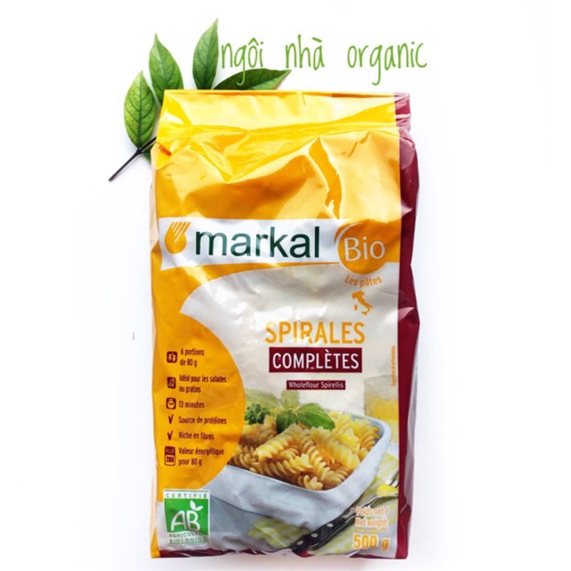 Nui xoắn lứt hữu cơ Markal 500g