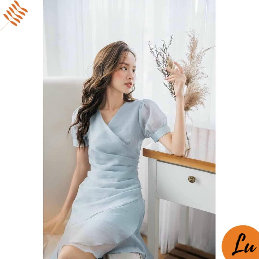 Đầm Chữ A nữ LuShop Cổ Chéo Hông Đính Ngọc May 2 Lớp hợp với Dự Tiệc Dạo Phố Đi Chơi Hàng Cao Cấp Giá Tốt