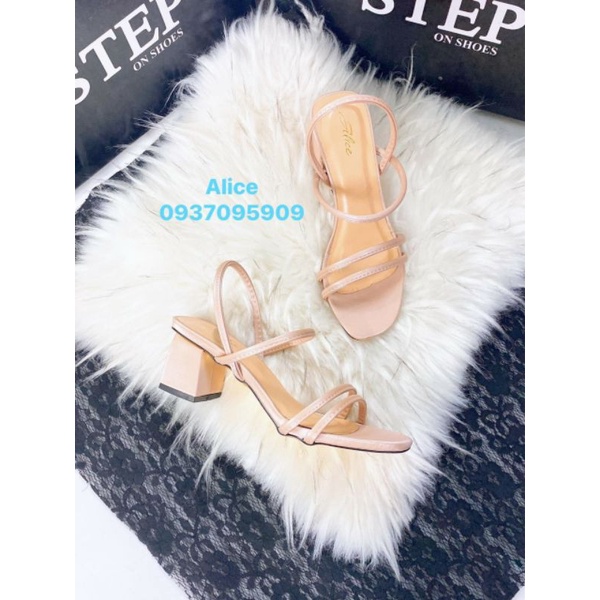 ( Hình Thật ) Giày Dép Sandal Cao Gót 5P, Gót Vuông, Da mờ, Mũi Tròn - Hàng VNXK Cao Cấp - Full Size 34-40