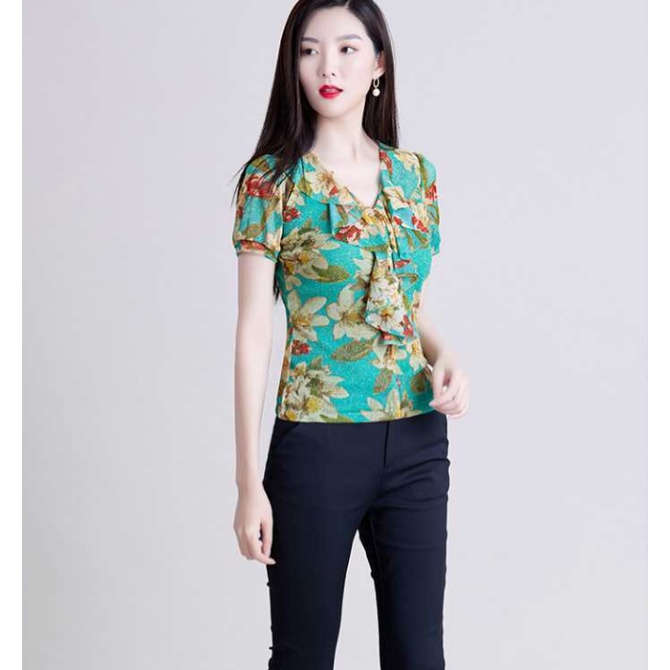 Áo Voan Tay Ngắn Cổ V Thời Trang Dành Cho Nữ